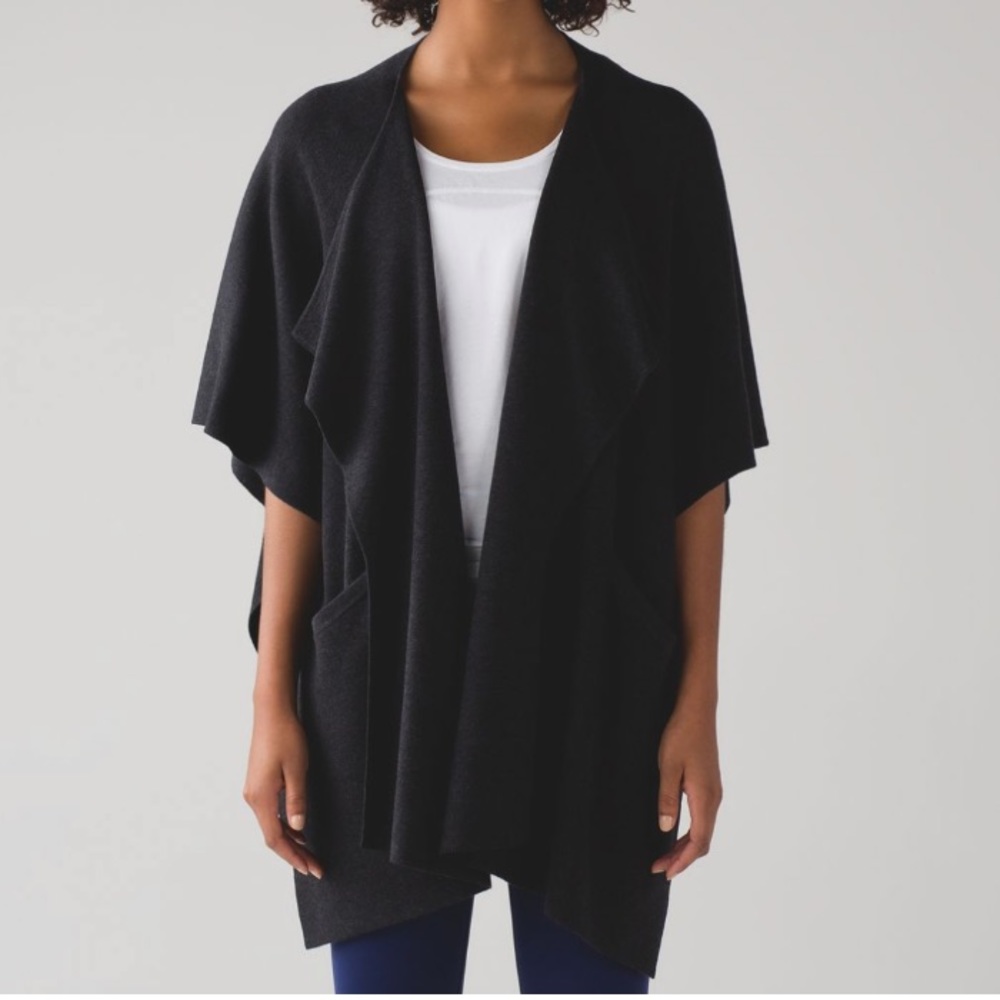 NWOT lululemon After Asana Sweater Wrap/Shawl OS Heathered Black